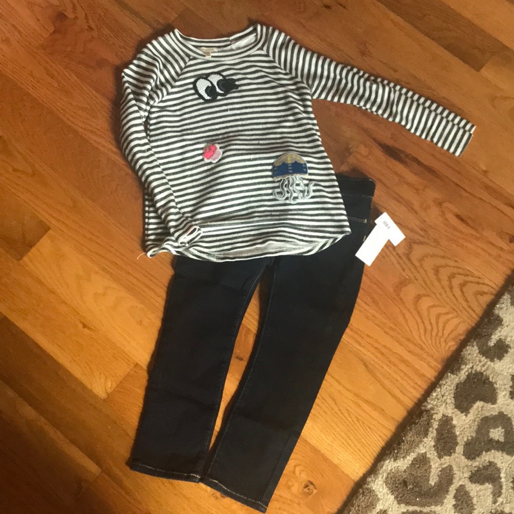 Striped long sleeve shirt / Adjustable jeggings